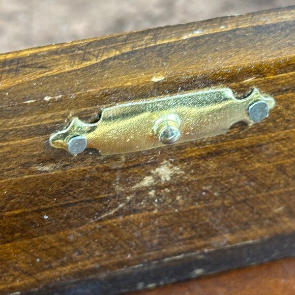 Vintage Wood Jewelry Box Floral Faux Leather Top Trinket Box with Rose Design - Picture 11 of 16